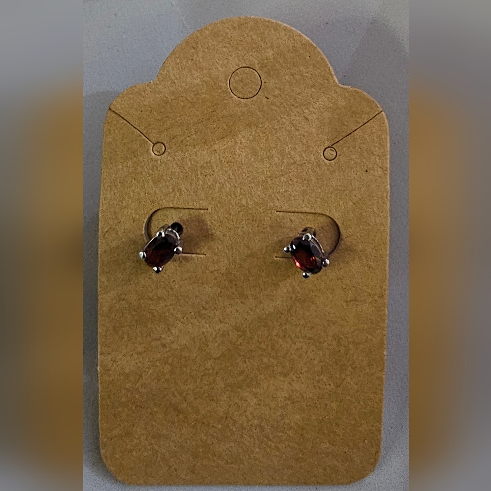 Elegant Silver and Red Stud Earrings